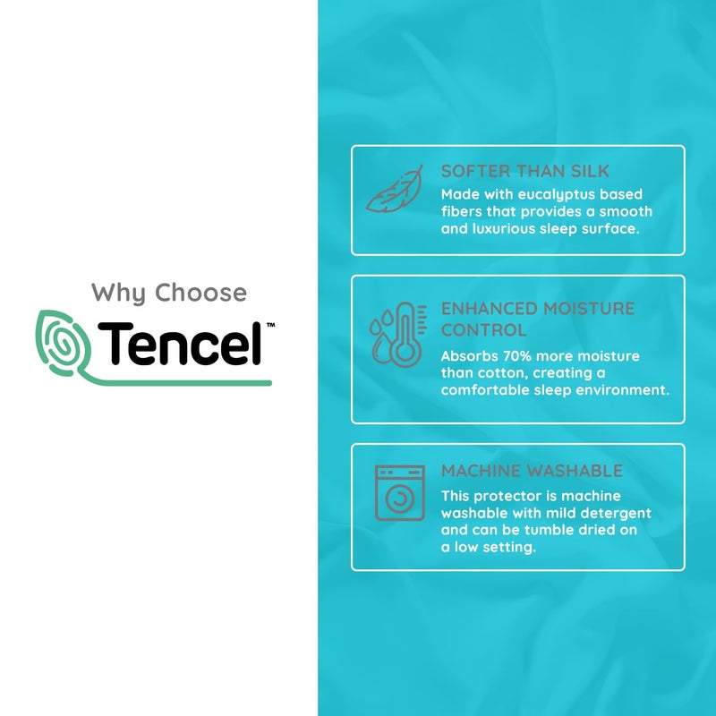 PUREgrace Tencel Mattress Protector (Queen) â€“ Waterproof, Noiseless Cover, Soft and Breathable with Deep-Pocketed Corners for Secure Fit - Image 2